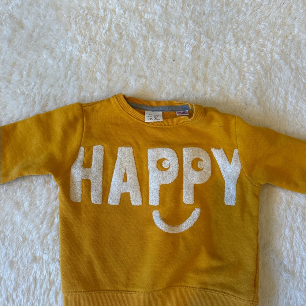 Zara Mustard 'Happy' Kids Sweatshirt